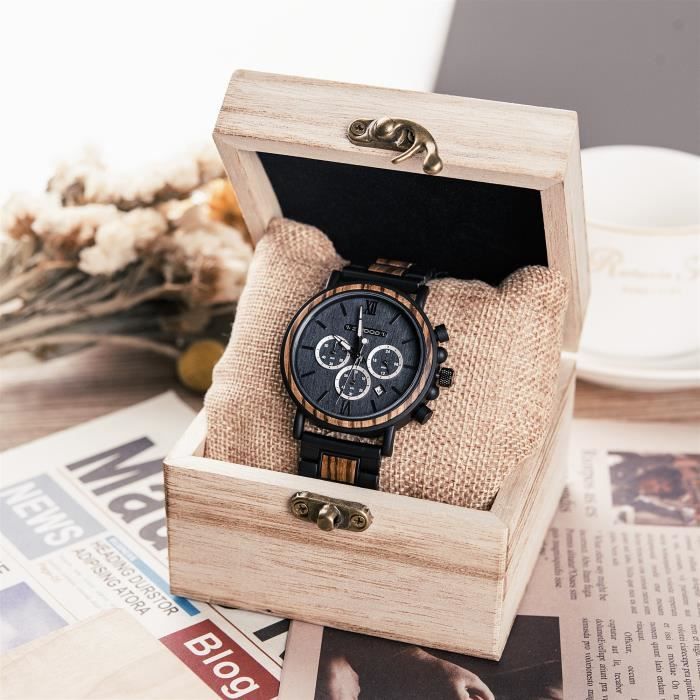 Montre Bois pour Homme b ne et Palissandre Mouvement Quartz