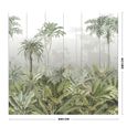 Papier peint panoramique intissé Brume tropicale d'un matin dans la Jungle 300 x 280cm Vert, Gris-3