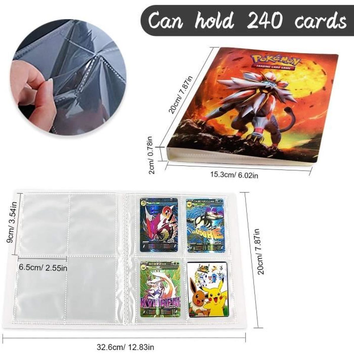 Album di Carte da Collezione di Giochi per Pokemon, Raccoglitore di Carte con Ce
