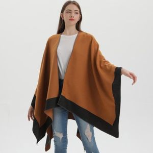 Poncho Châle Femme Élégant Chaud Hiver - Grande Cape Épaissie Douce Ouverture Cachemire Imitation, 160x130 Cm