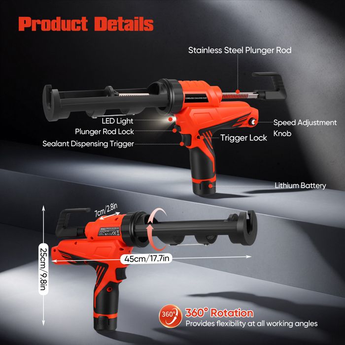 Pistolet à Calfeutrer électrique Sans Fil MARSOSAUR S7 – 300 Kg Poussée – Neuf