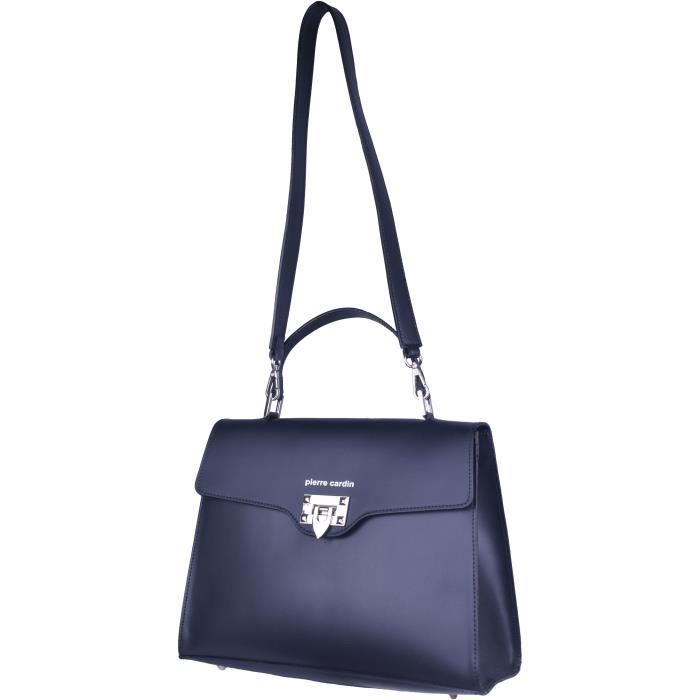 PIERRE CARDIN Sac a Main en Cuir Bleu Marine Femme Bleu Marine Cdiscount Bagagerie Maroquinerie