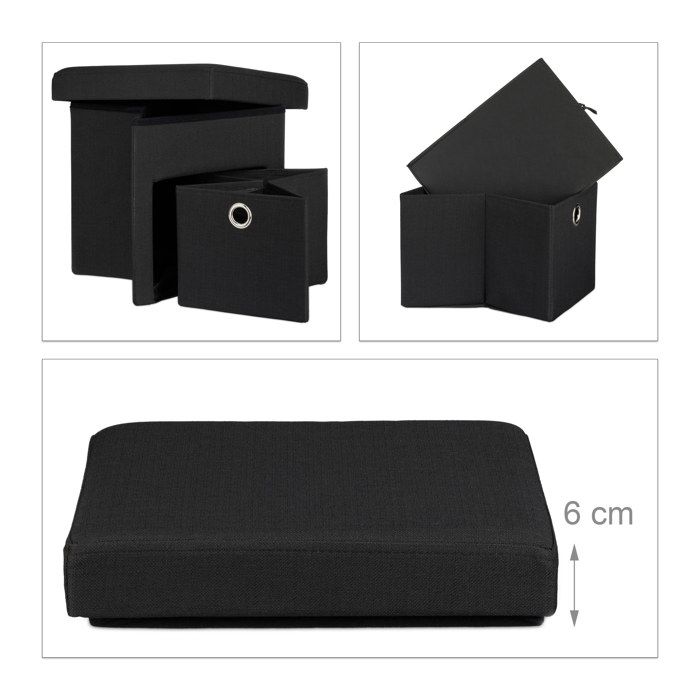 Tabouret-boîte De Rangement Pour Enfants Relaxdays - Pliable, Design Animaux - 31x31x31 Cm, Capacité 22L