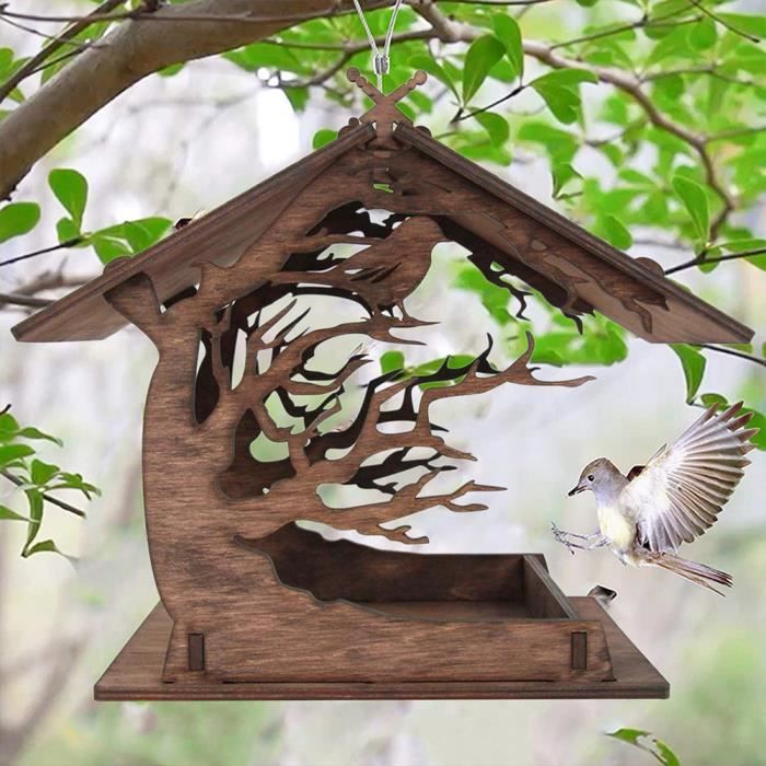 Kit de 4 Nichoirs Oiseaux Cabane à Oiseaux Maison en Bois Rustique Deco  Jardin - Cdiscount