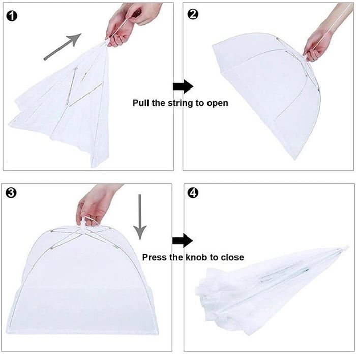 Cloche Alimentaire Pliable Anti-Mouches Lot De 2 - Tente Parapluie Protection Nourriture Barbecue, Pique-Nique Et Camping - Maille Fine