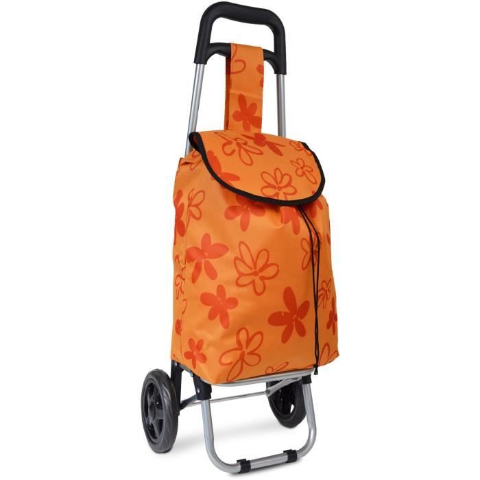 KINSTON Chariot de Course Motif Fleurs Orange