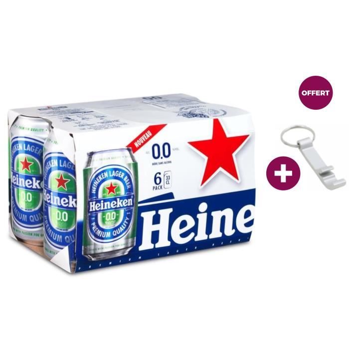 Heineken - Bière Blonde Premium - Zéro alcool - 6 x 33 cl + Heineken 0.0 Décapsuleur Offert