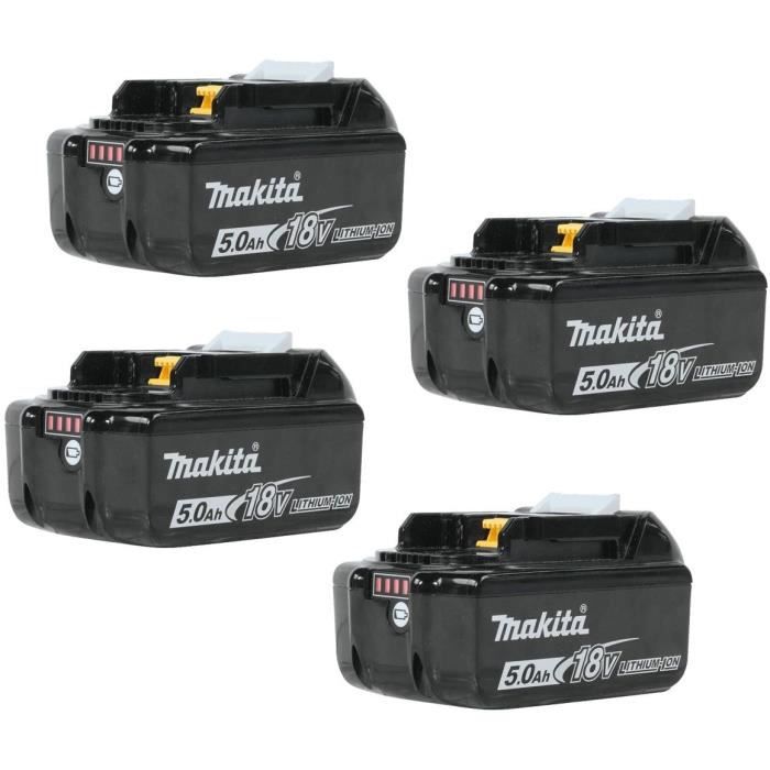 MAKITA Pack de 4 batteries BL1850B avec témoin de charge - 18 V 5Ah Li-ion