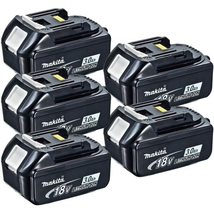 MAKITA Pack de 5 batteries BL1830B avec témoin de charge - 18 V 3Ah Li-ion