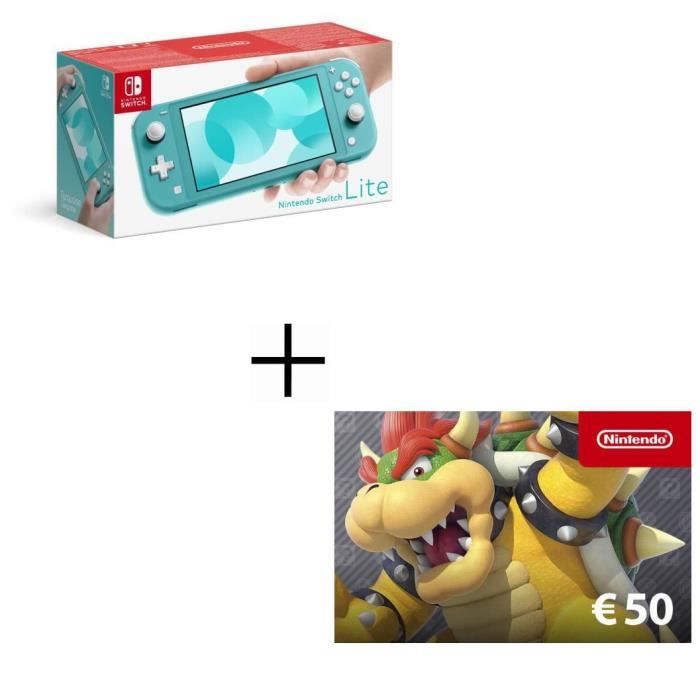 Pack Switch Lite Turquoise + Code numérique pour approvisionnement de compte Nintendo eShop 50€