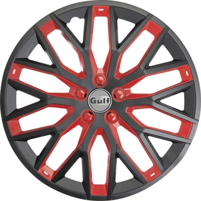 GULF GT40 4 Enjoliveurs 16 Pouces Noir et Rouge