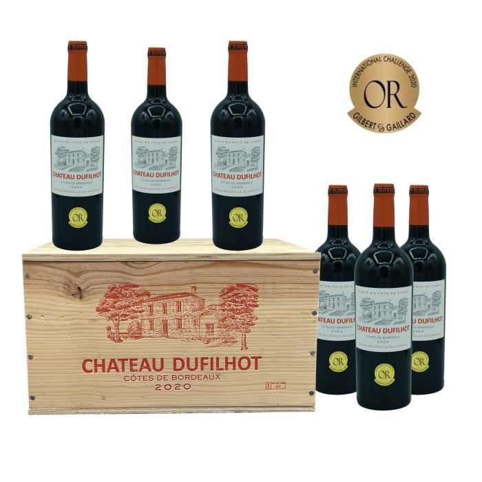 Château Dufilhot 2020 Côtes de Bordeaux - Vin rouge de Bordeaux en Caisse bois