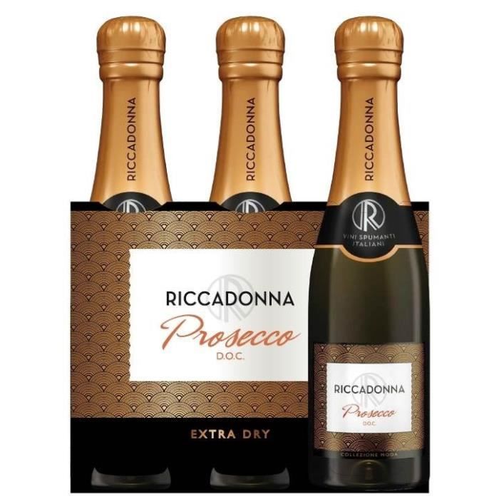 Riccadonna Prosecco Extra Dry - Vin pétillant d'Italie - 3 x 20 cl