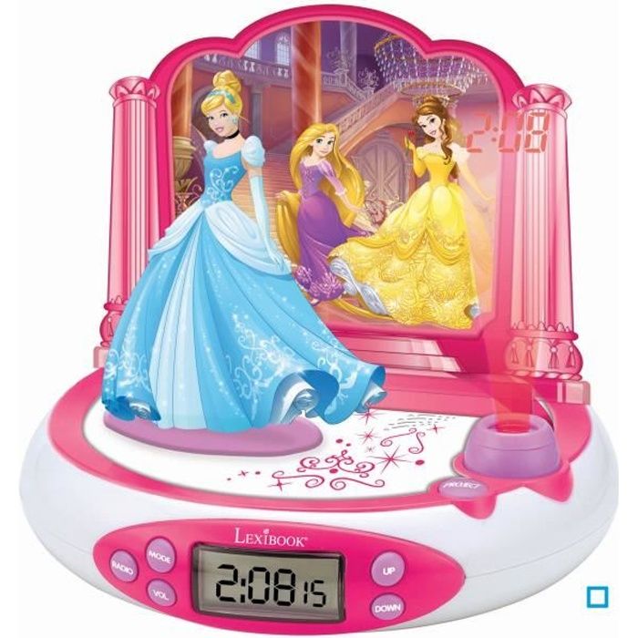 LEXIBOOK - Disney Princesses Cendrillon - Radio Réveil Enfant avec Projection de l'Heure