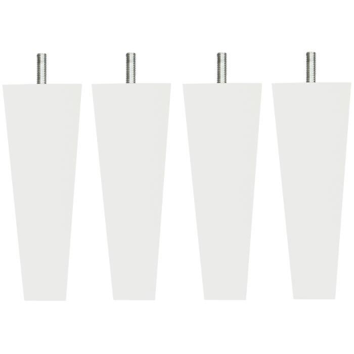 Jeu de pieds fuseau carrés droit L 6 x l 6 cm x H 19 cm Blanc - Lot de 4