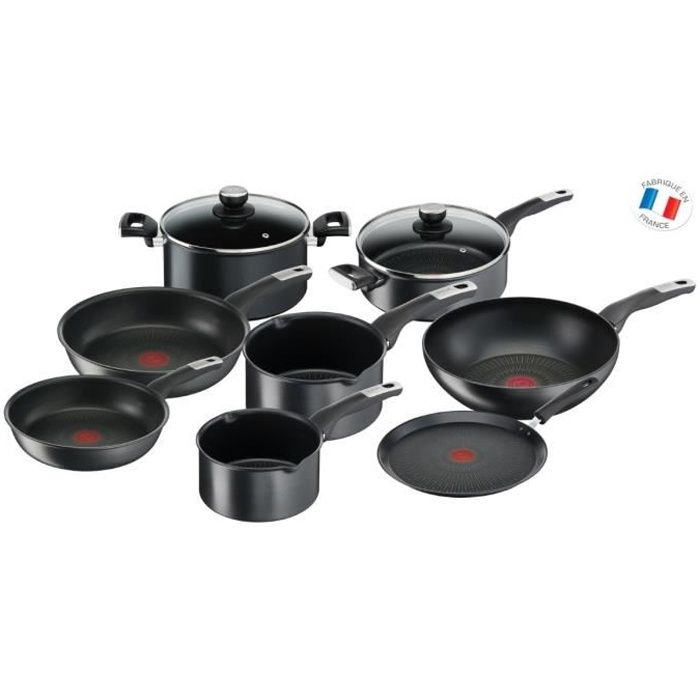 TEFAL YY4390FA Batterie de cuisine 10 pcs UNLIMITED - Antiadhésive - Tous feux dont induction - Résiste aux rayures - Thermo-Signal
