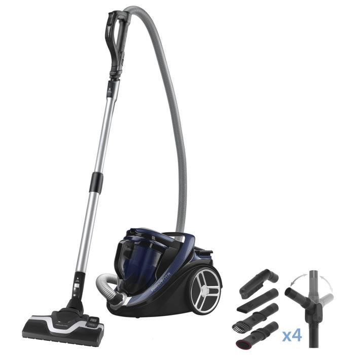 ROWENTA Silence Force Cyclonic CAR PRO Aspirateur traîneau sans sac - Collecteur 2,5 L - Silencieux 67dB - Noir et bleu YY4560FE