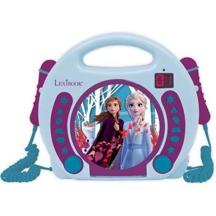 LA REINE DES NEIGES 2 - Lecteur CD karaoké enfant avec 2 microphones - LEXIBOOK