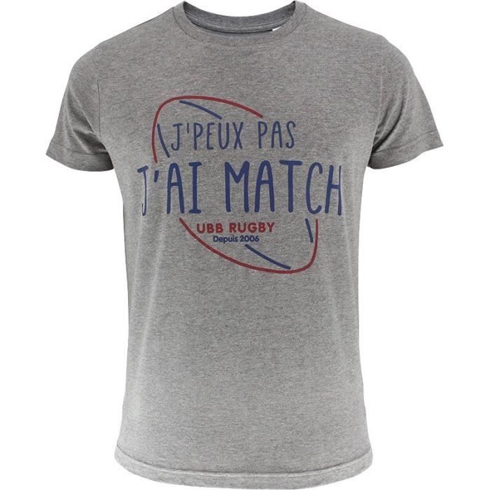 UBB T-shirt Supporter J'Peux Pas J'ai Match - Homme - Gris chiné