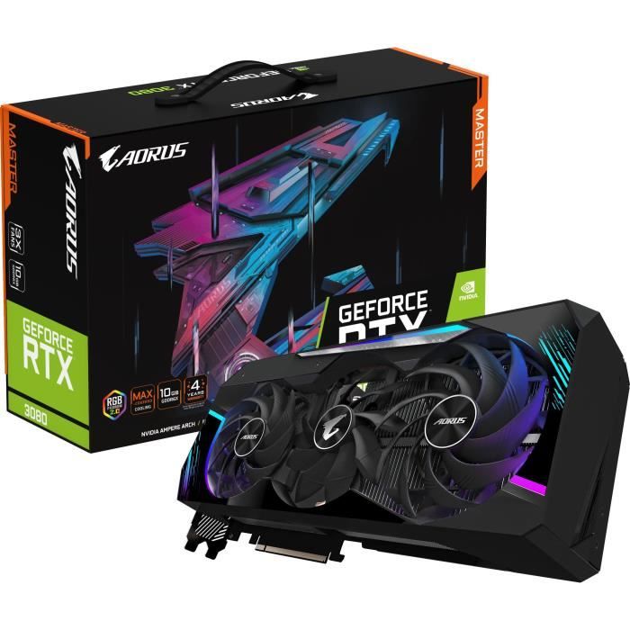 GIGABYTE - GV-N3080AORUS M-10GD - Carte Graphique AORUS RTX 3080 MASTER 10G LHR