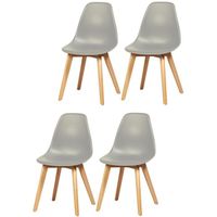 SACHA Lot de 4 chaises de salle à manger gris - Pieds en hévéa - Scandinave - L 48 x P 55 cm