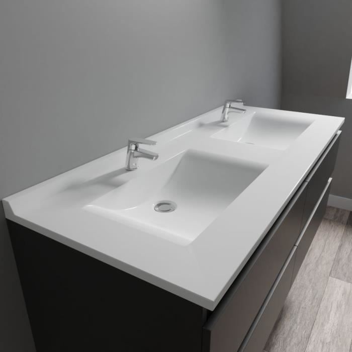 Plan double vasque en résine de synthèse RESIPLAN - 140 cm