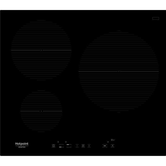 HOTPOINT IKIA630LC-Table de cuisson induction-3 zones-7000W-L58xP51 cm-Revêtement verre-Noir