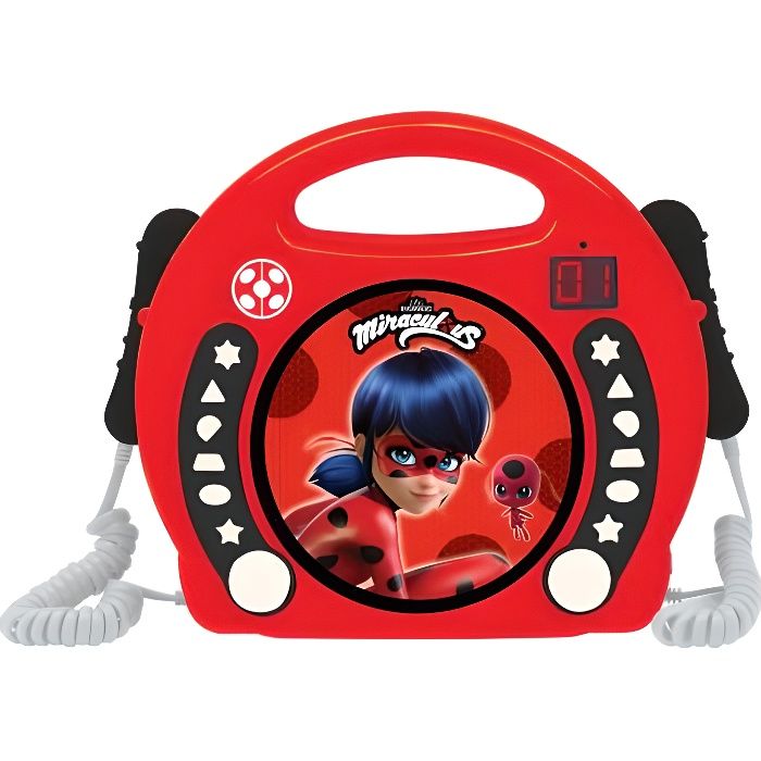 LEXIBOOK - MIRACULOUS - Lecteur CD Karaoké Enfant avec 2 microphones - Enfant - Fille - A partir de 3 ans