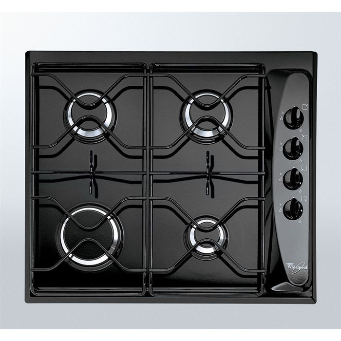 WHIRLPOOL AKM260 Noir Table de cuisson gaz-4 foyers-7300W-L58xP50cm-Revêtement porcelaine email-Noir