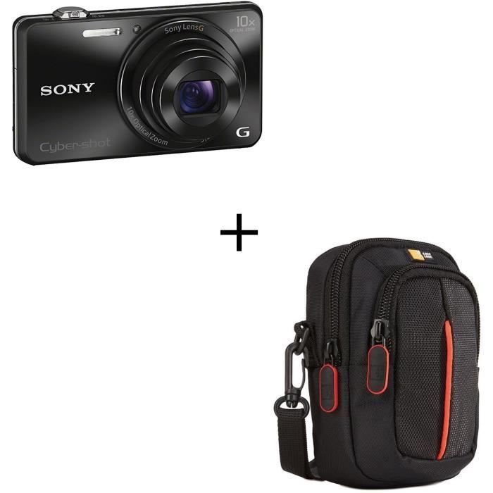 Pack Appareil photo numérique compact SONY DSC-WX220 – 18 mégapixels – Zoom x10 - Noir + Étui noir