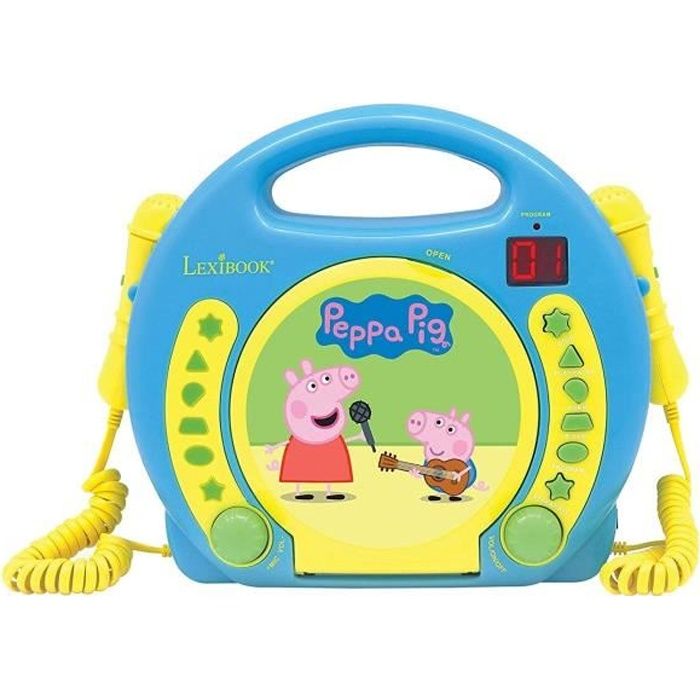 PEPPA PIG Lecteur CD karaoké enfant avec 2 microphones LEXIBOOK