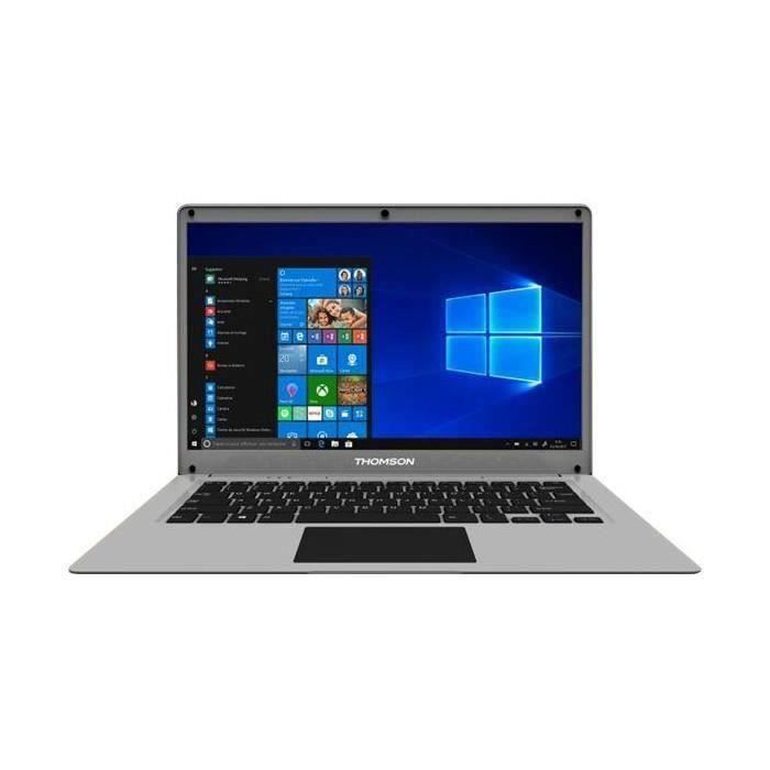 THOMSON PC Portable - 14’’ HD - Intel Quad Core - RAM 4Go - Double Stockage 64Go+500Go HDD - Windows 10S - Silver