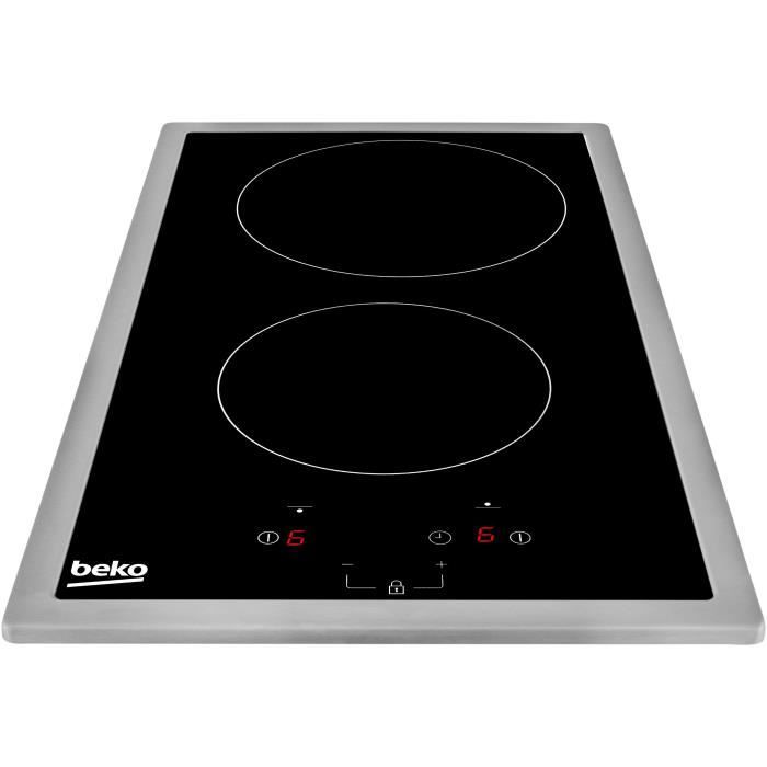 BEKO HDMC32400TX Plaque de cuisson vitrocéramique - 2 zones - 3000W - L28,8 x P57cm - Revêtement verre - Noir