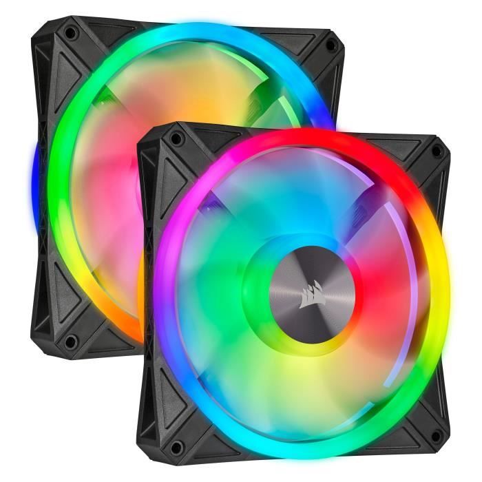 CORSAIR Lot de deux ventilateurs iCUE QL140 RGB - Diamètre 140mm - Avec lighting Node Core (CO-9050100-WW)