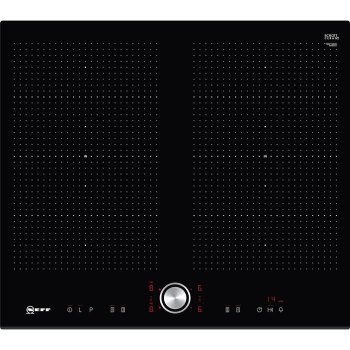 Table de cuisson induction NEFF - 2 zones flexInduction - 7400 W max - Revêtement verre - Noir - L59,2 x P 52,2 cm - T56FT60X0