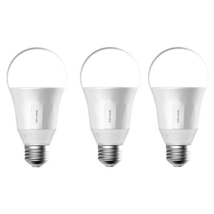 TP-LINK Lot de 3 Ampoules LED LB100 connectées Wi-Fi E27 50 W avec variation de l'intensité lumière blanche