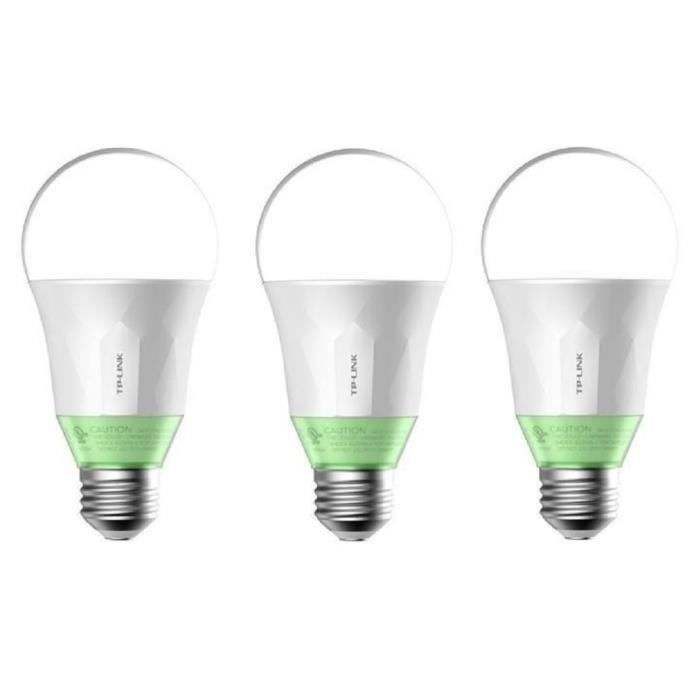 TP-LINK Lot de 3 Ampoules LED LB110 connectées Wi-Fi E27 60 W avec variation de l'intensité lumière blanche