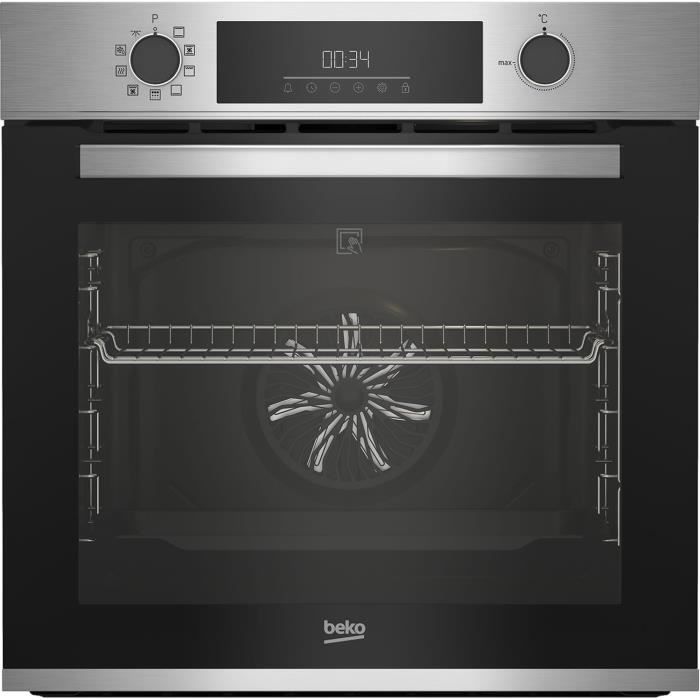 Four encastrable pyrolyse - chaleur brassée BEKO - BBIE12300XP - Inox - Porte froide GIFAM