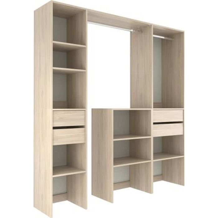 Ekipa Dressing Avec Colonnes Et Tiroirs Decor Chene Dakota L 190 X P40 X H 202 Ella Cdiscount Maison