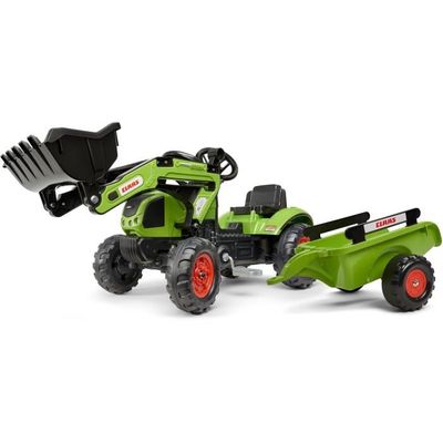 HOMCOM Tracteur à Pédales Avec Remorque, Pelle Et Râteau – 6 Roues, 35 Kg, Dès 3 Ans, Jaune