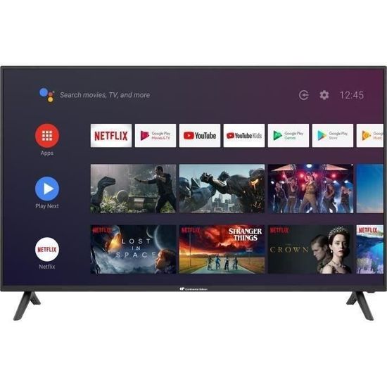 Continental Edison - Téléviseur UHD 4K 58''(146 cm) - Android TV Wi-fi Bluetooth Netflix - Youtube -Google Assistant