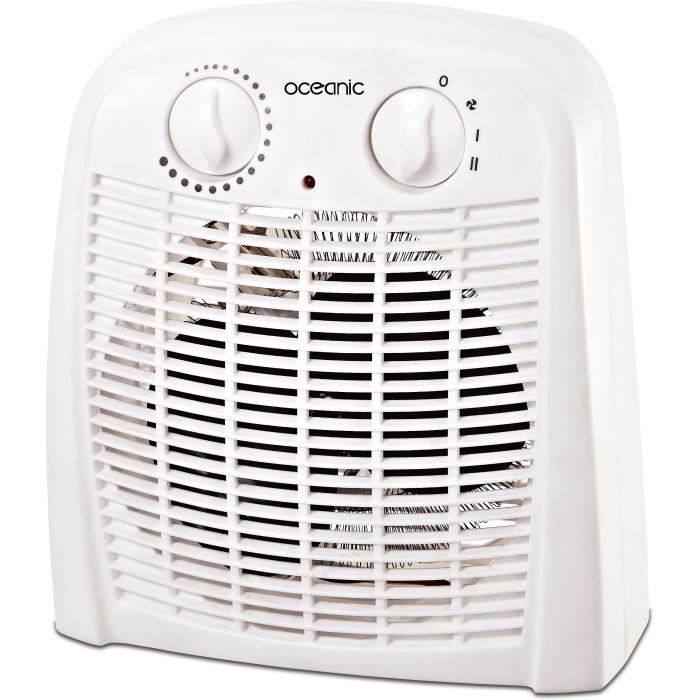 Chauffage mobile soufflant 2000W OCEANIC – 2 puissances – Fonction  ventilateur – Blanc – Flashtore Shop