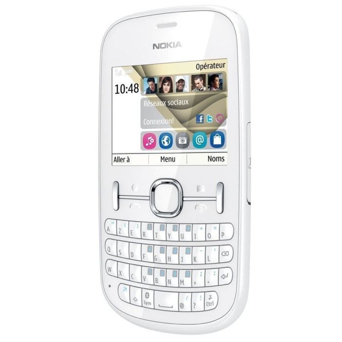 Vente T&eacute;l&eacute;phone portable Nokia Asha 200 Blanc pas cher
