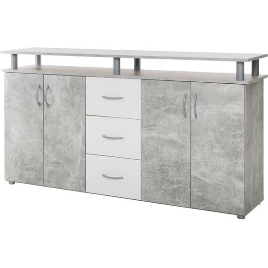 Buffet bas classique blanc - L 155 cm - NEVADA - Cdiscount Maison
