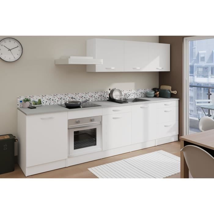 Cuisine complète OSLO - 300cm - Blanc - Plan de travail inclus
