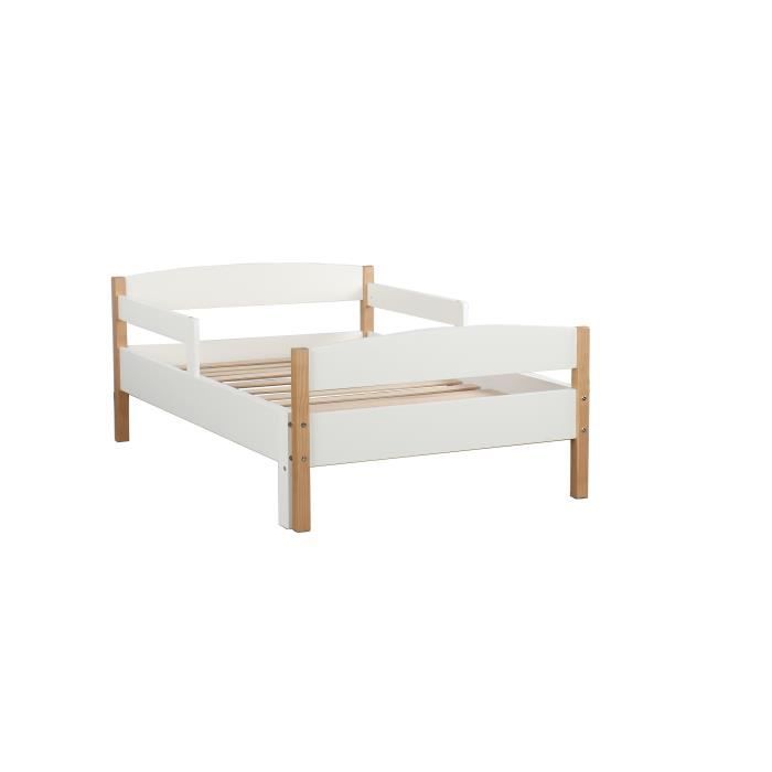 Iban Lit Evolutif Enfant En Pin Massif Et Mdf Pin Et Blanc Sommier Inclus 90 X140 170 0 Cm Cdiscount Maison