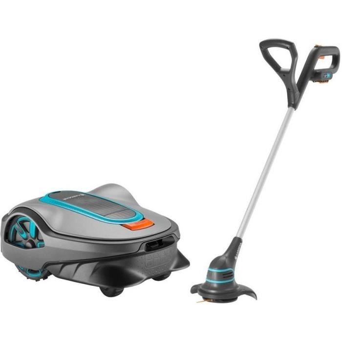 Tondeuse robot GARDENA SILENO life 1000m² + coupe-bordures à batterie