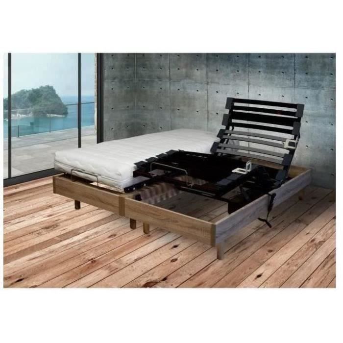 Ensemble relaxation Matelas + Sommiers 140*190cm - Chêne clair - 14cm - Ferme - MERIDA