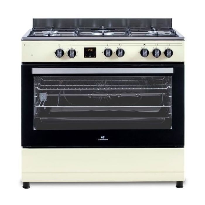 Cuisinière piano four multifonctions catalyse CONTINENTAL EDISON CECP9060CD 95 L90 x H85 cm Crème / Inox