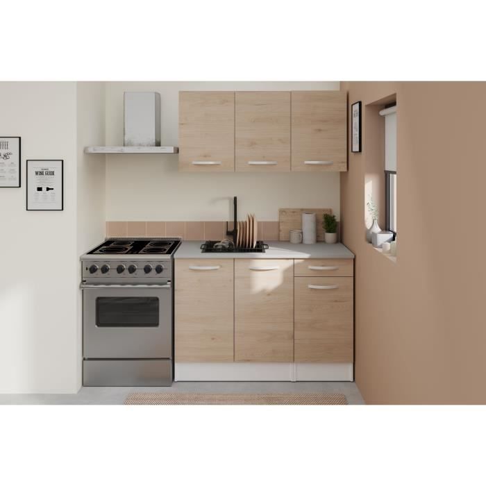 Cuisine complète OSLO - L 180cm - Chêne - Plan de travail inclus